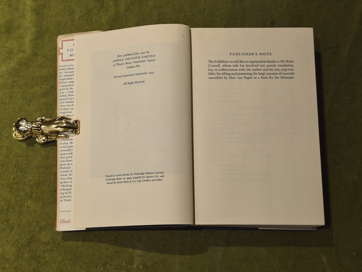 Franz Von Papen - Memoirs - 1st UK Ed. Andre Deutsch 1952 2nd Impression5