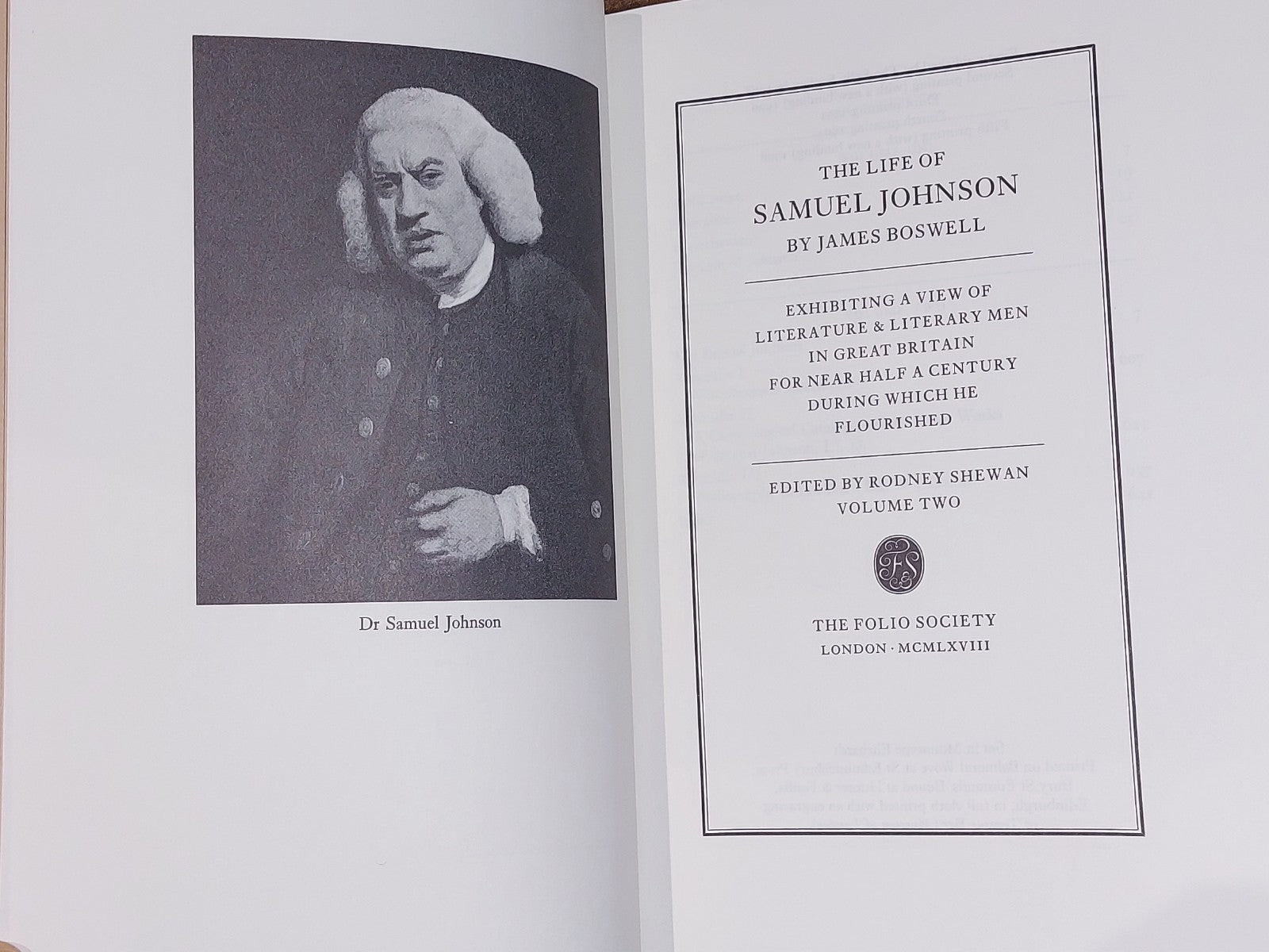 Boswell, Life of Samuel Johnson, 2 vols, Folio Society, 5th print 19989