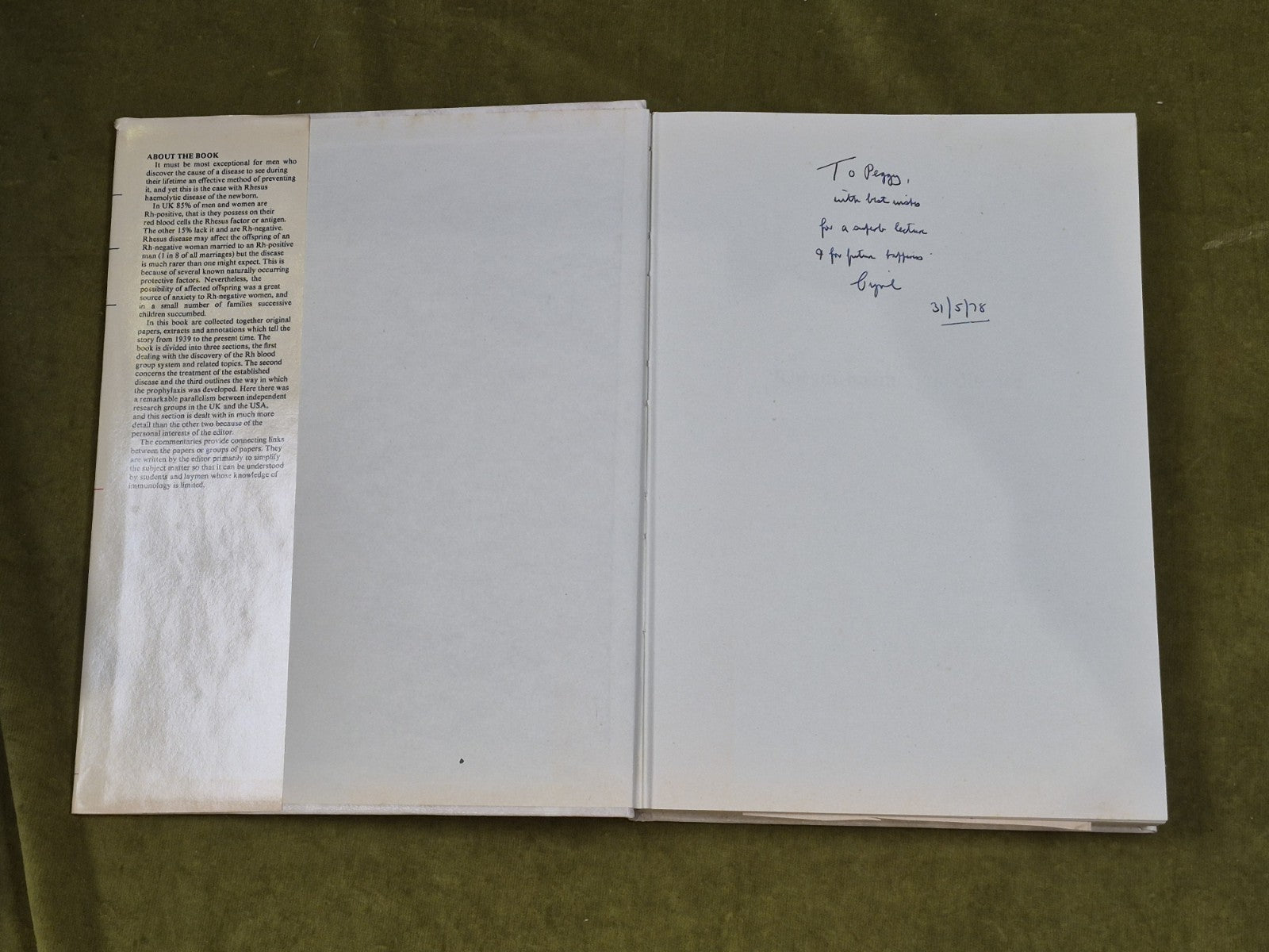 Rhesus Haemolytic Disease - Cyril A Clarke Kluwer  1975 HB DJ3