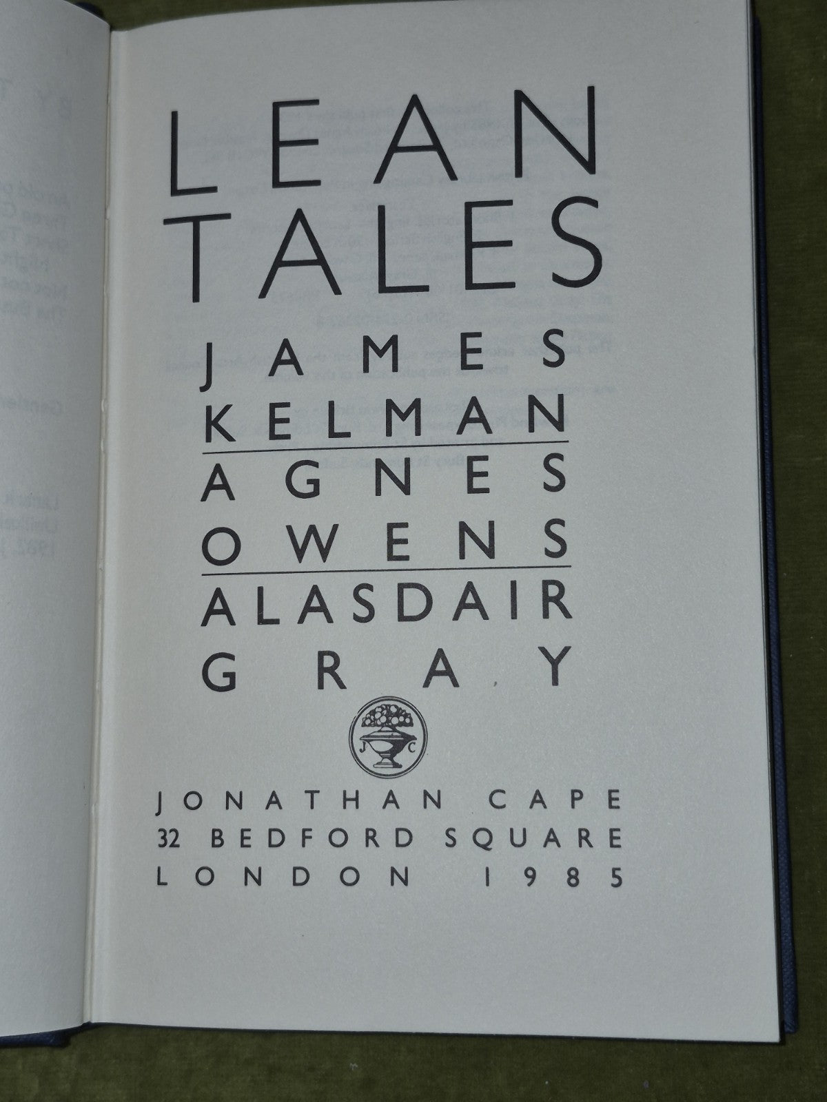 Lean Tales James Kelman Agnes Owens Alasdair 1985 Gray First4