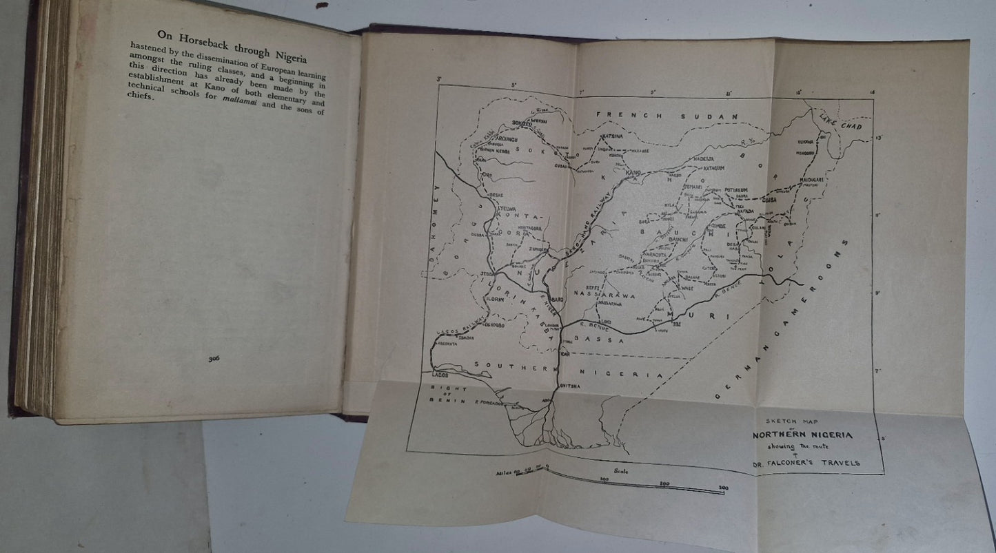 1911 On Horseback Through Nigeria  Folding Map 1st Edition Illustrated.13