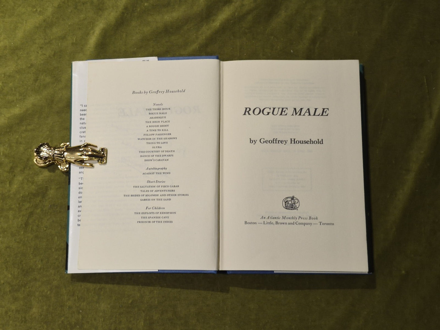 The Rogue Male SIGNED - Geoffrey Household , Little & Brown 19715