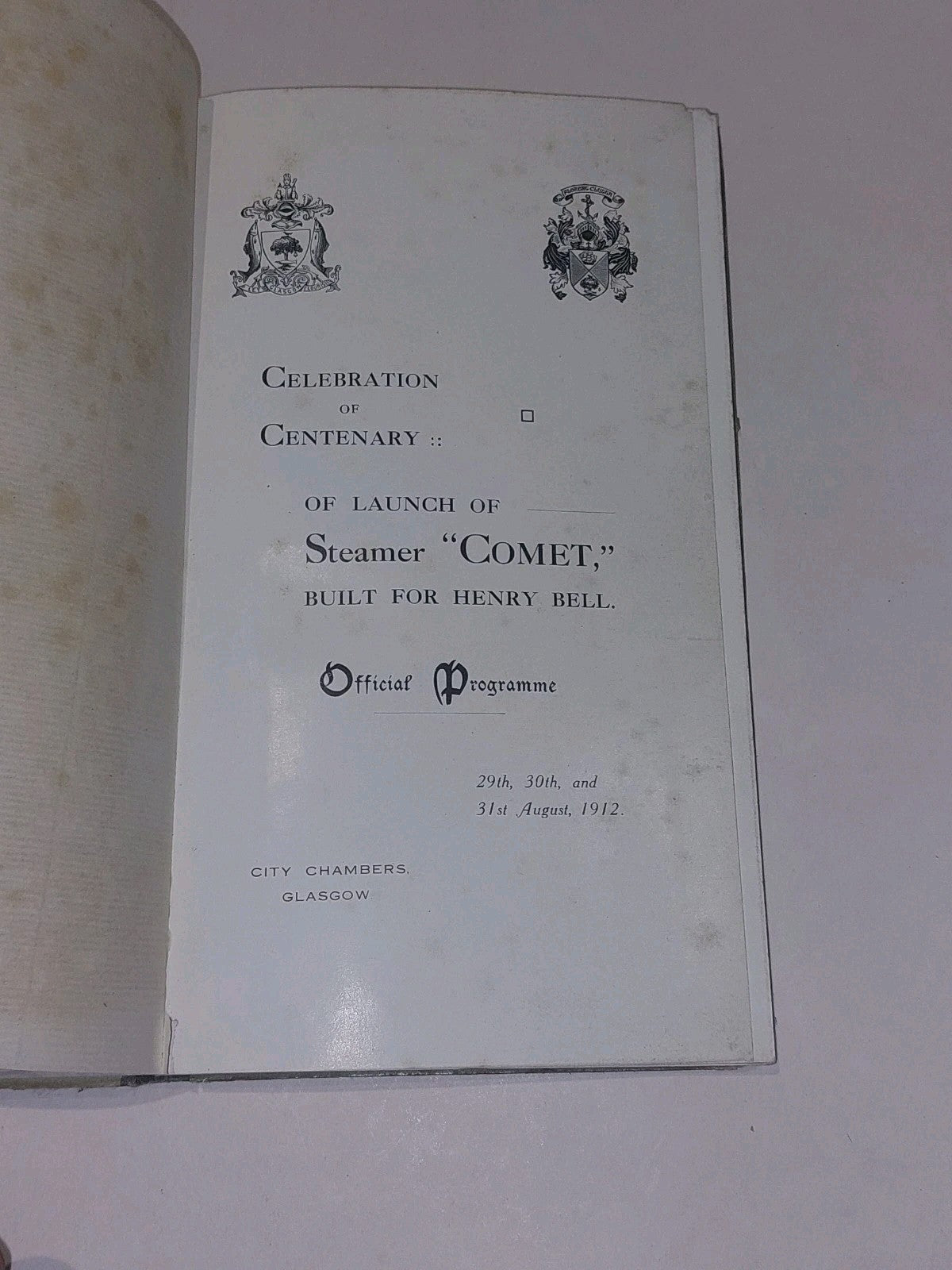 Celebration Of Centenary of launch of the steamer Comet built Henry Bell  19124