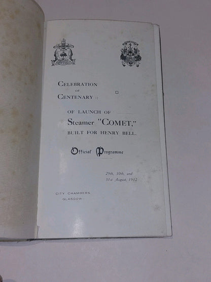Celebration Of Centenary of launch of the steamer Comet built Henry Bell  19124
