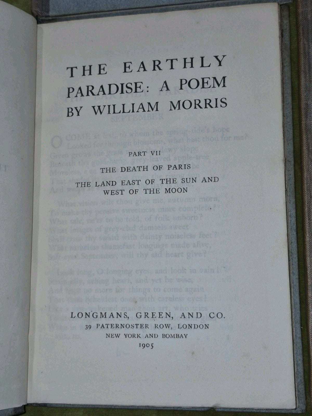 The Earthly Paradise William Morris (5 6 7 8 9 11) 7 of Twelve Volumes 19056