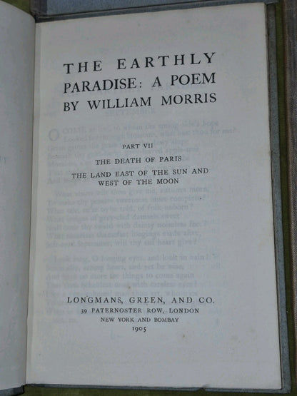 The Earthly Paradise William Morris (5 6 7 8 9 11) 7 of Twelve Volumes 19056