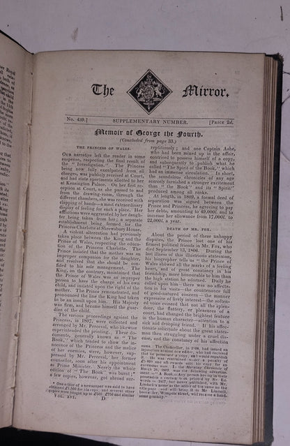 The Mirror Of Literature, Amusement And ... Vol XI 1828, King George IV Death17