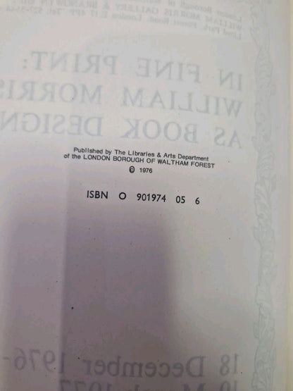 In Fine Print William Morris As Book Designer, 19761977 Pb Book3