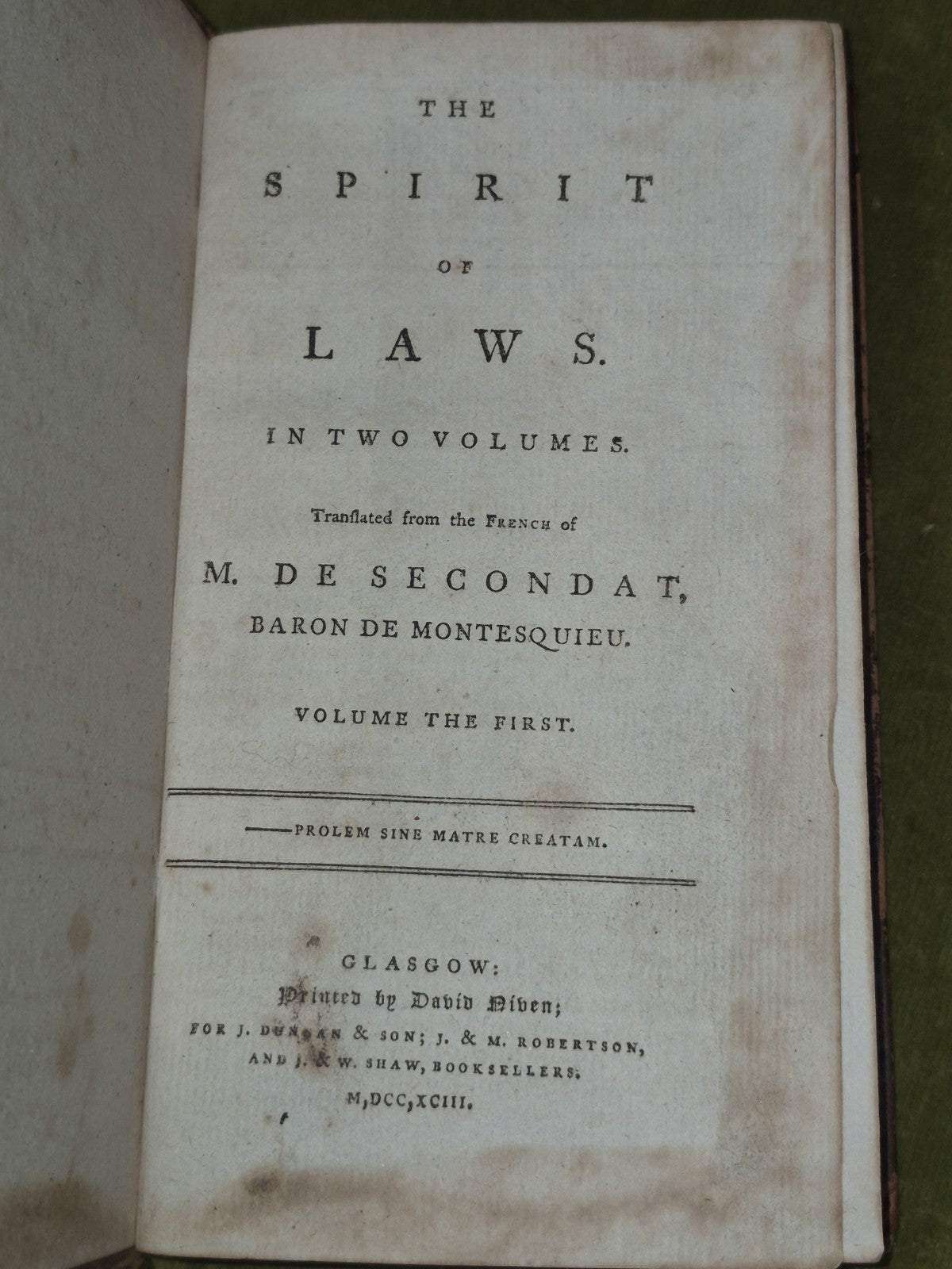 The Spirit of Laws Complete Set Vol 1 and 2 1793 Glasgow David Niven8