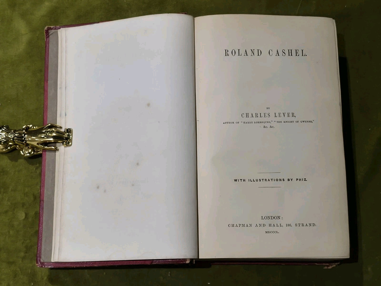 Roland Cashel by Charles Lever 1850 Hardcover VGC4