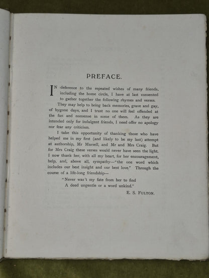 Remembrances in Song and Verse 1913 SIGNED - Fulton4