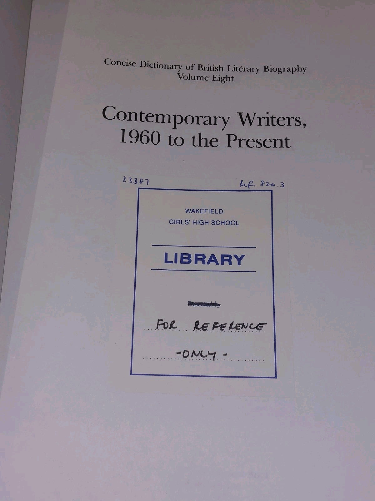 Concise Dictionary of British Literary Biography, 8 Volume Set (1992)9