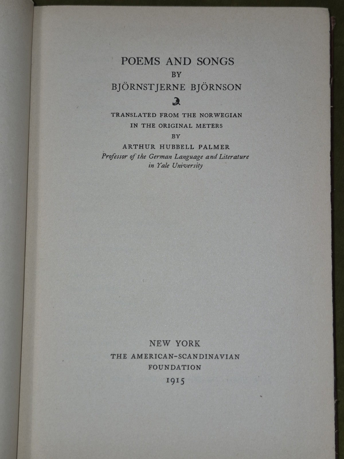 Poems and Songs Bjornstjerne Bjornson 1915 Arthur Hubbell Palmer American 1st Ed3