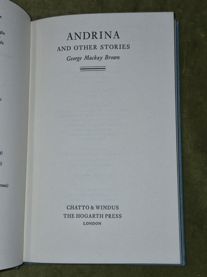George Mackay Brown Andrina 1983 Chatto & Windus DJ 3