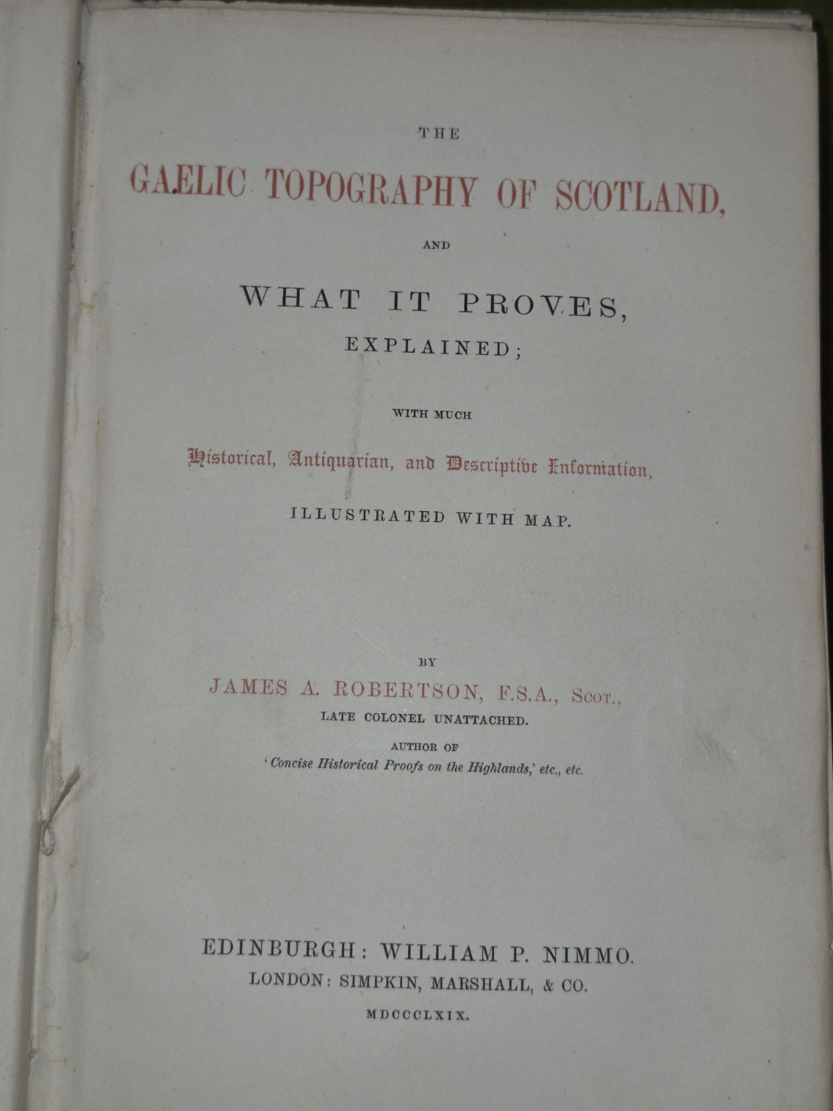 Gaelic Topography of Scotland James Robertson 1869 Sir Stirling Maxwell Letter5