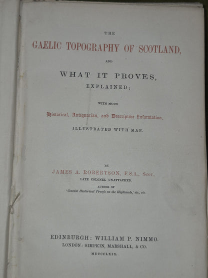 Gaelic Topography of Scotland James Robertson 1869 Sir Stirling Maxwell Letter5