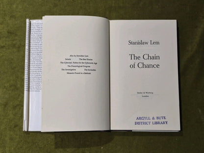 Chain of Chance - Stanislaw Lem - 1st English Edition 1978 Secker Warburg HB DJ4