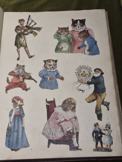 Edwardian Scrapbook Louis Wain & Fashion plates Full 80 pages  ephemera 16x11"5