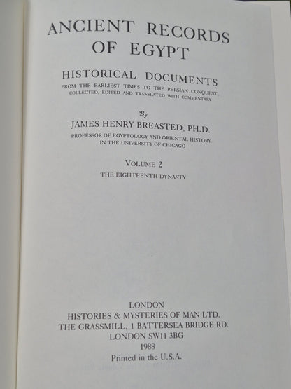Ancient Records of Egypt James Henry Breasted Five Volume Set 5