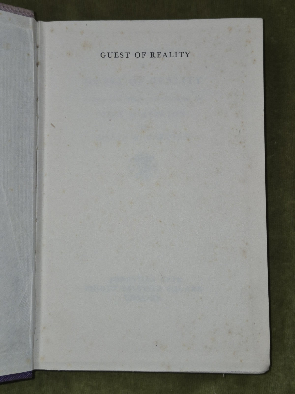 Guest of Reality First Edition Erik Mesterton Jonathan Cape 19364