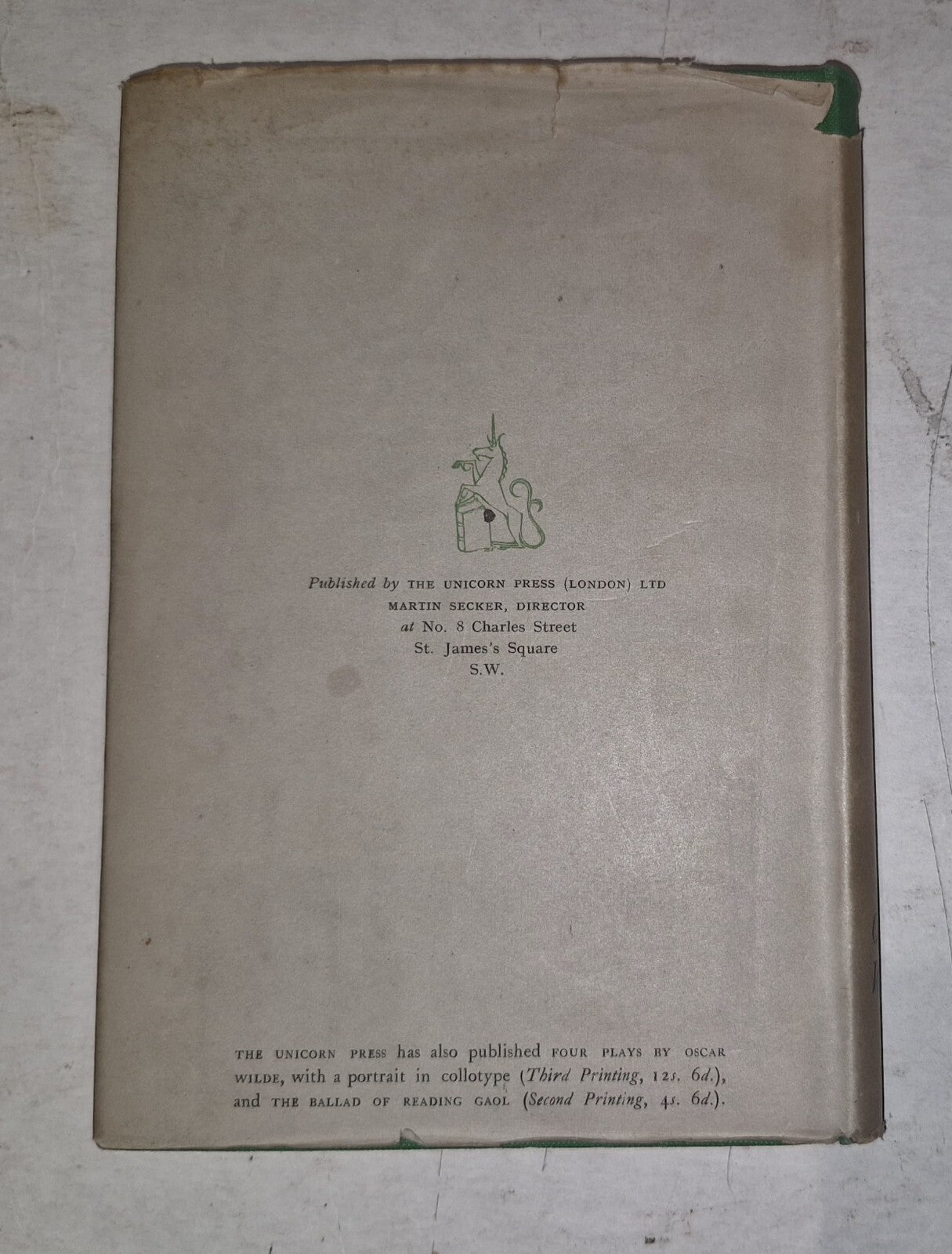 OSCAR WILDE - INTENTIONS - UNICORN PRESS 19451