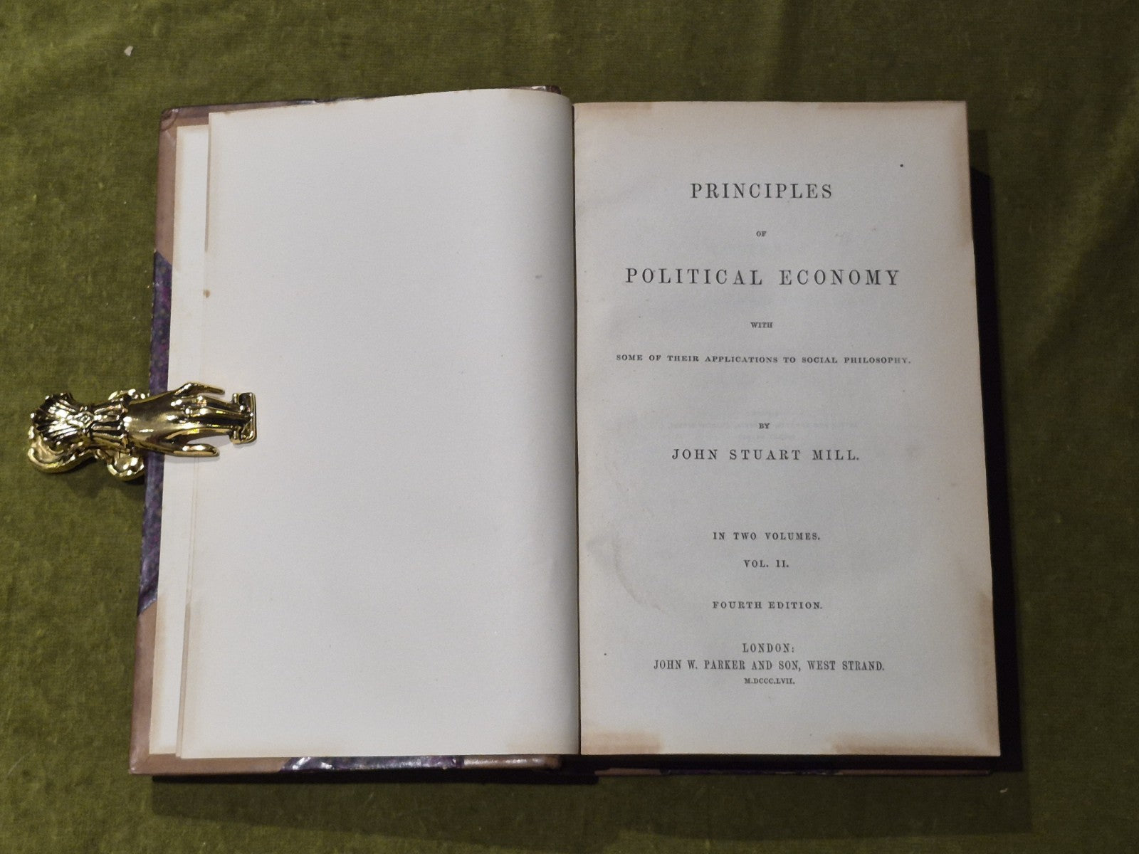 Principles of Political Economy - John Stuart Mill , Parker & Son 1862 4th Ed4