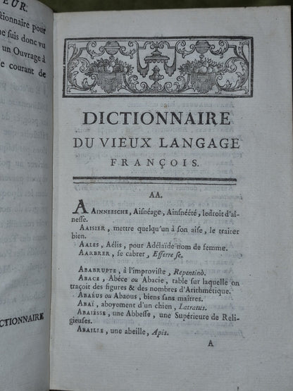 1766 Dictionnaire du Vieux Langage Francois by M. Lacombe6