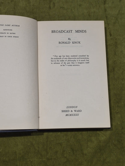 Broadcast Minds By Ronald Knox 1932 Rare 1st Edition3