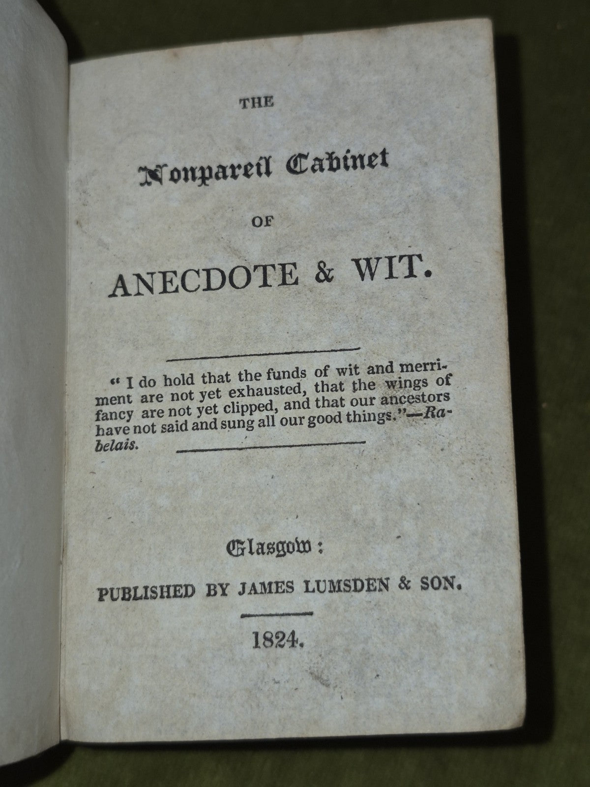The Nonpareil Cabinet of Anecdote & Wit Miniature James Lumsden Glasgow 18246