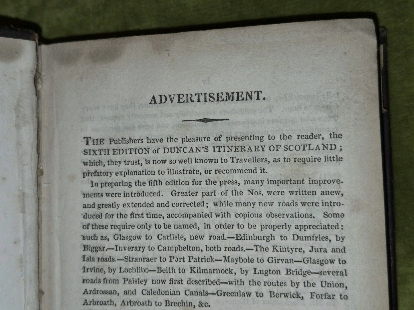 1827 Duncan's Itinerary of Scotland with the Pricipal Roads to London Sixth ed.6