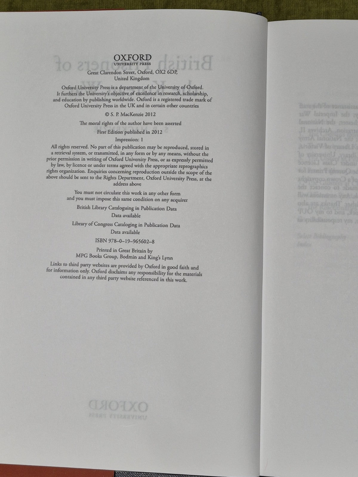 S.P. Mackenzie, British Prisoners of the Korean War 2012 First Edition4