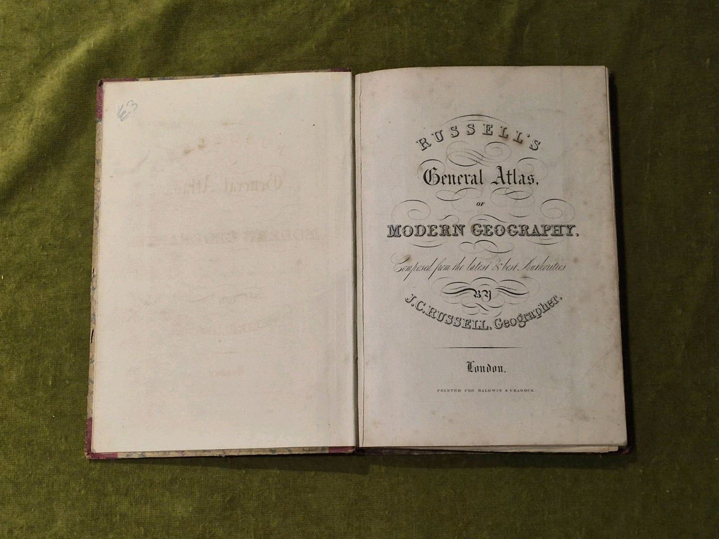 J.C. Russell's General Atlas of Modern Geography - Baldwin & Cradock HB4