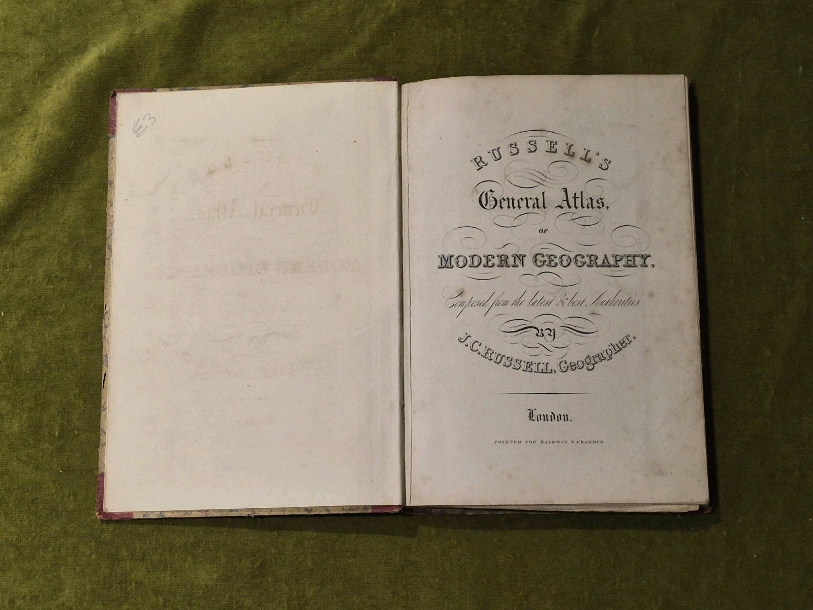 J.C. Russell's General Atlas of Modern Geography - Baldwin & Cradock HB4