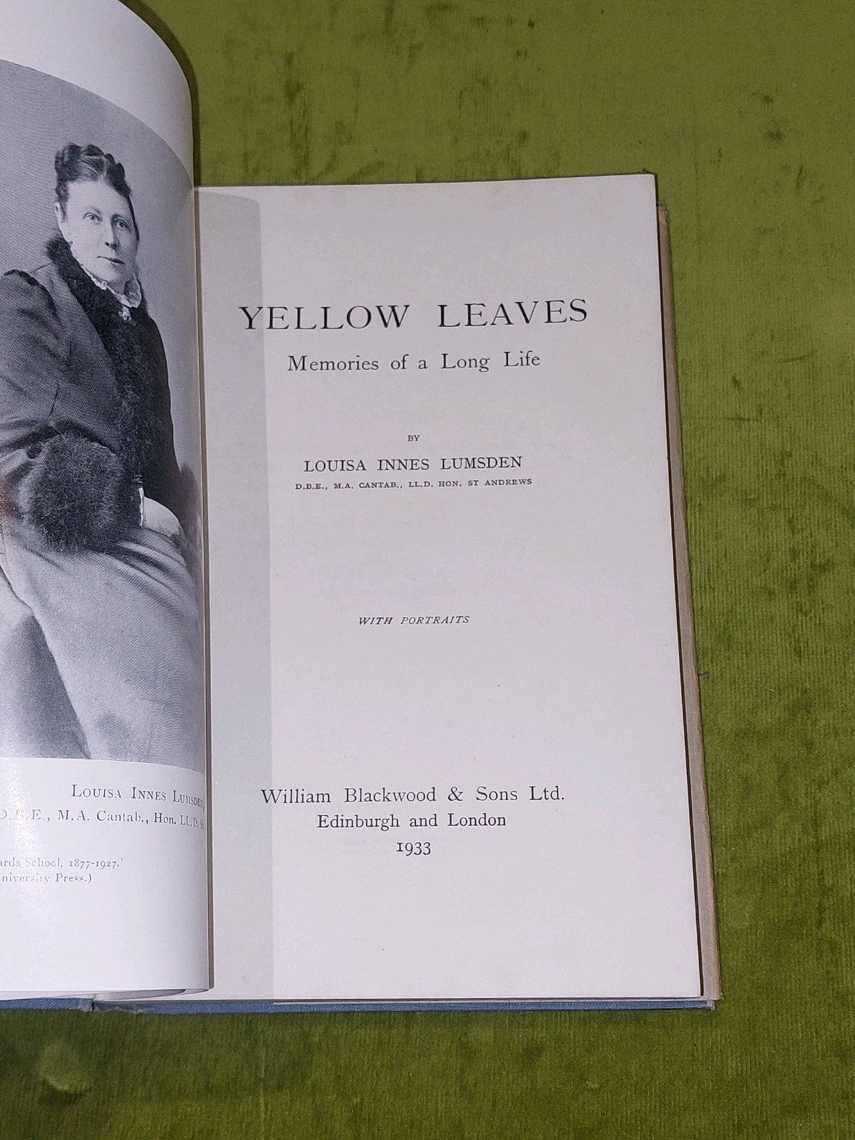 Yellow Leaves : Memories Of A Long Life By Louisa Innes Lumsden (1933) 1st Ed Hb4