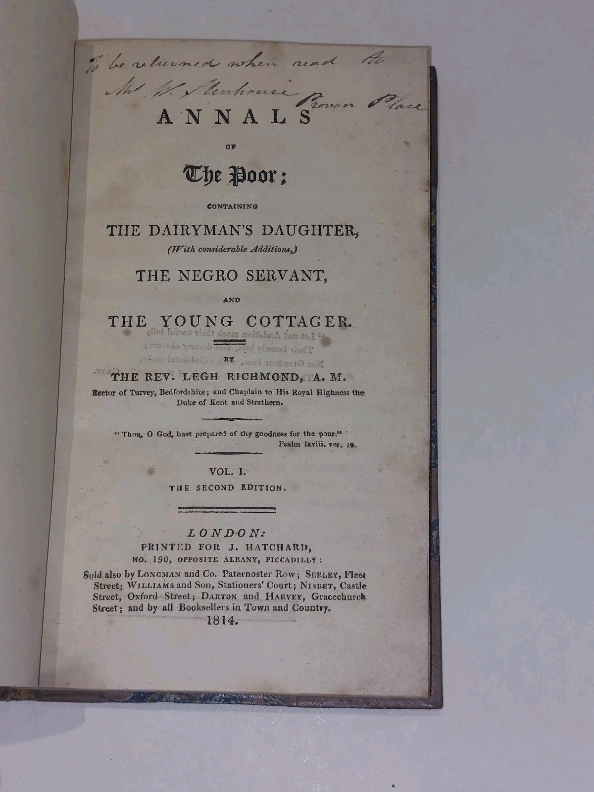 Annals Of The Poor (1814) 1st Uk Edition Fine Binding Hb3