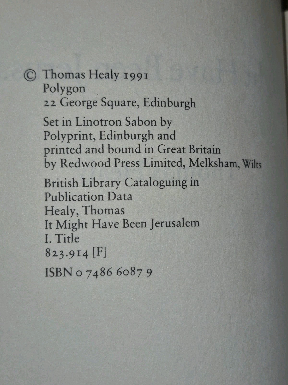 Thomas Healy It Might have been Jerusalem First Edition 19914