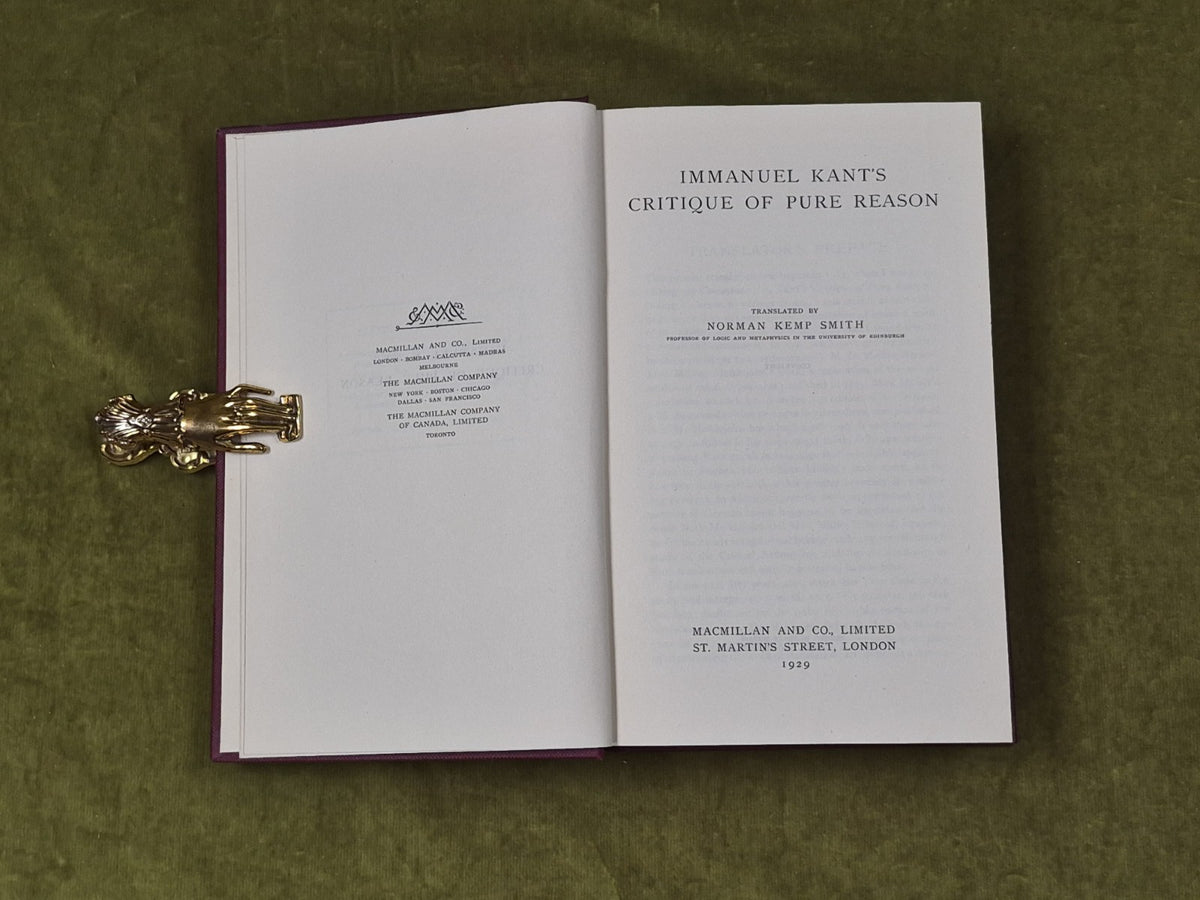 Immanuel Kant's Critique of Pure Reason trans. Norman Smith , Macmillan 19293