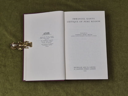 Immanuel Kant's Critique of Pure Reason trans. Norman Smith , Macmillan 19293