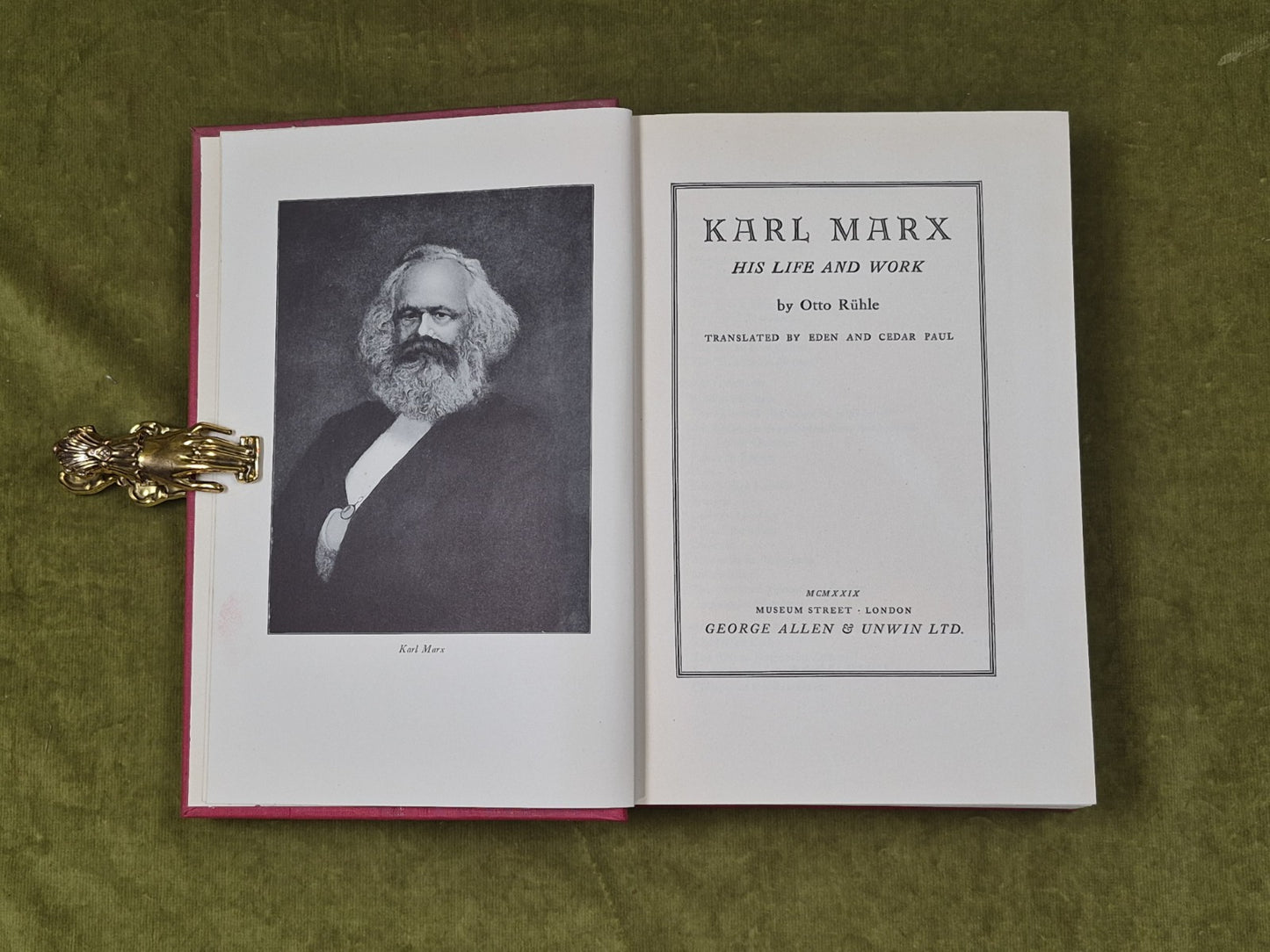 Karl Marx His Life and Work - Otto Rhule , Allen & Unwin 1929 HB DJ3