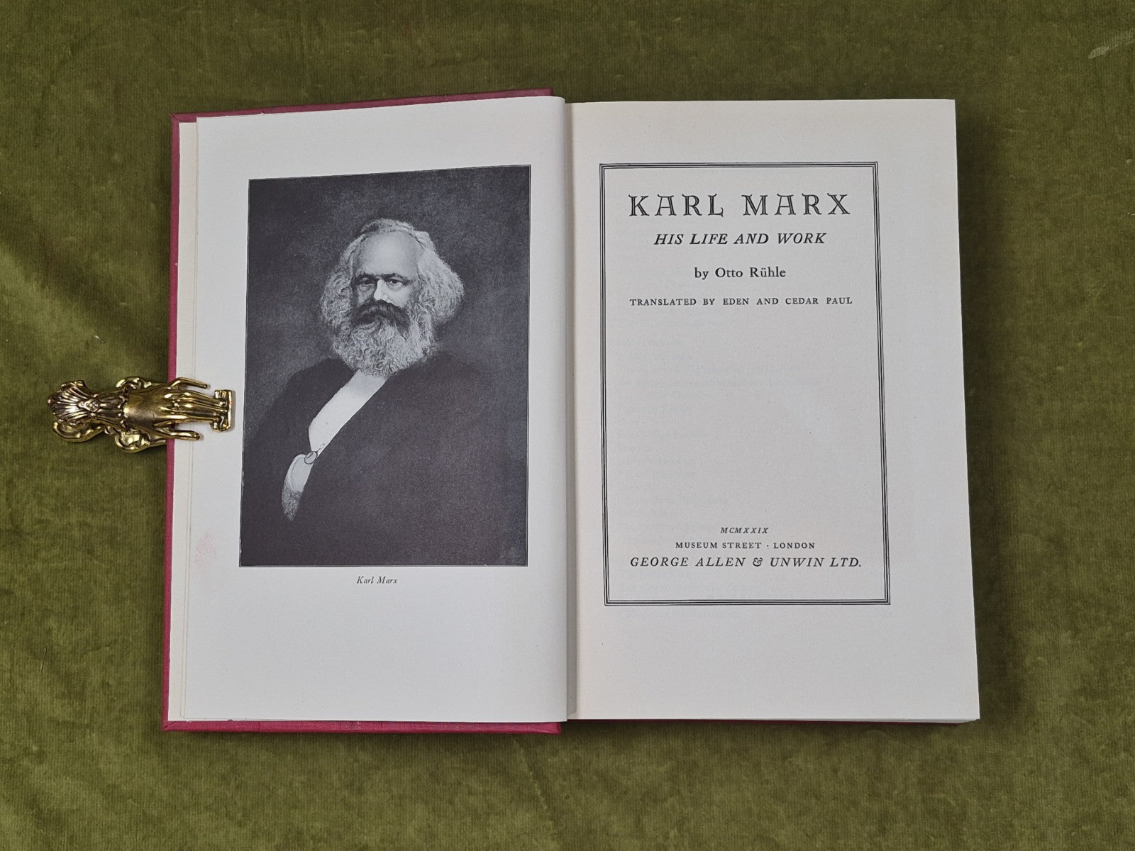 Karl Marx His Life and Work - Otto Rhule , Allen & Unwin 1929 HB DJ3