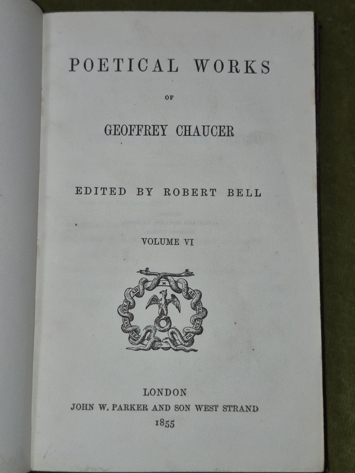 Poetical Works of Geoffrey Chaucer Robert Bell 1855 Set of 7 Books7