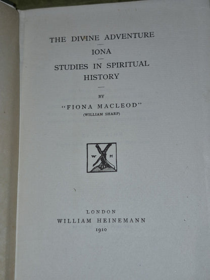 The divine adventure, iona, studies in spirtual history,  fiona macleod, HC 19106