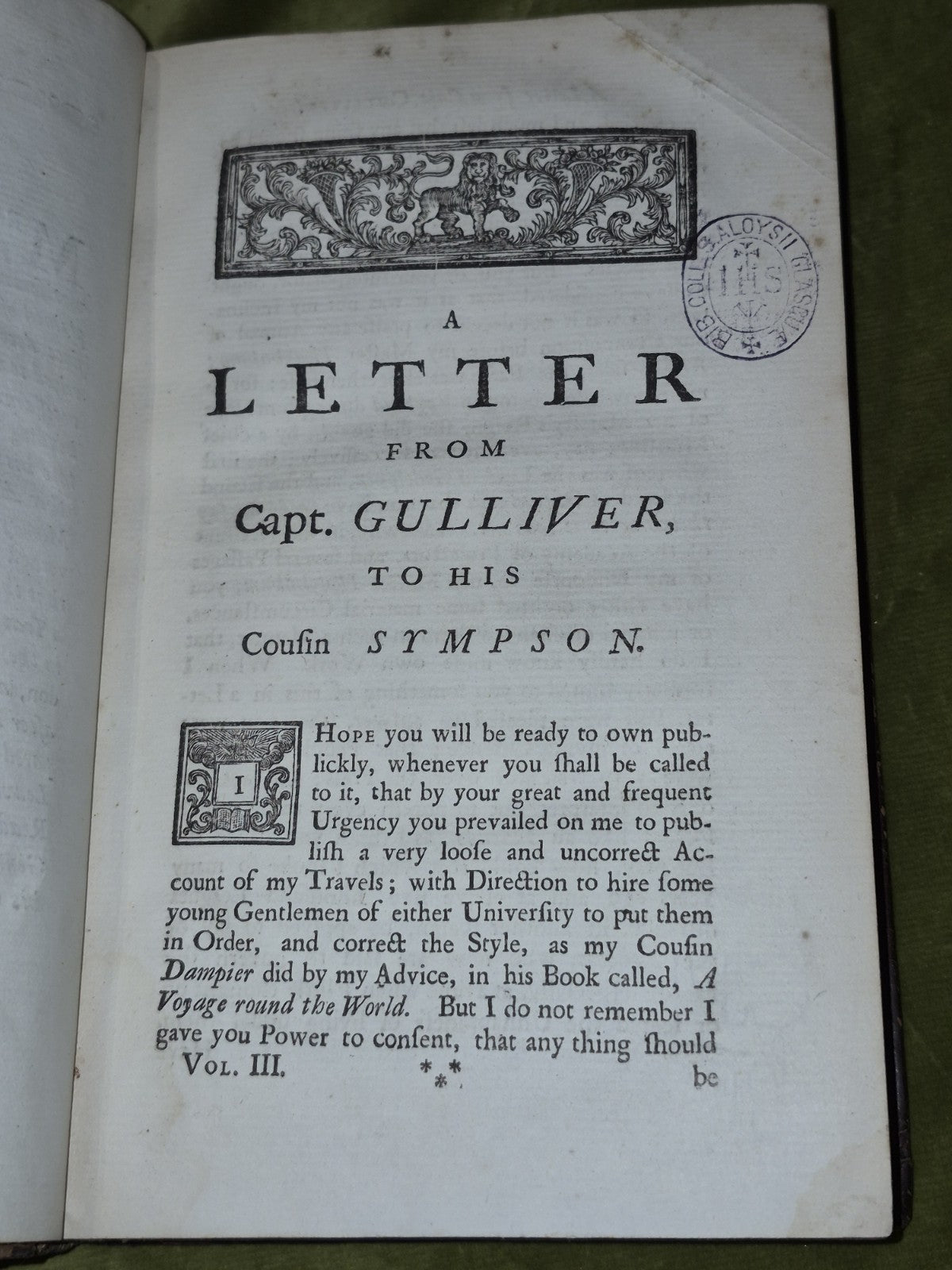 The Works of Jonathan Swift (1735) Vols. 1 and 3 GULLIVER'S TRAVELS Faulkner21