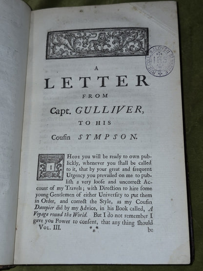 The Works of Jonathan Swift (1735) Vols. 1 and 3 GULLIVER'S TRAVELS Faulkner21
