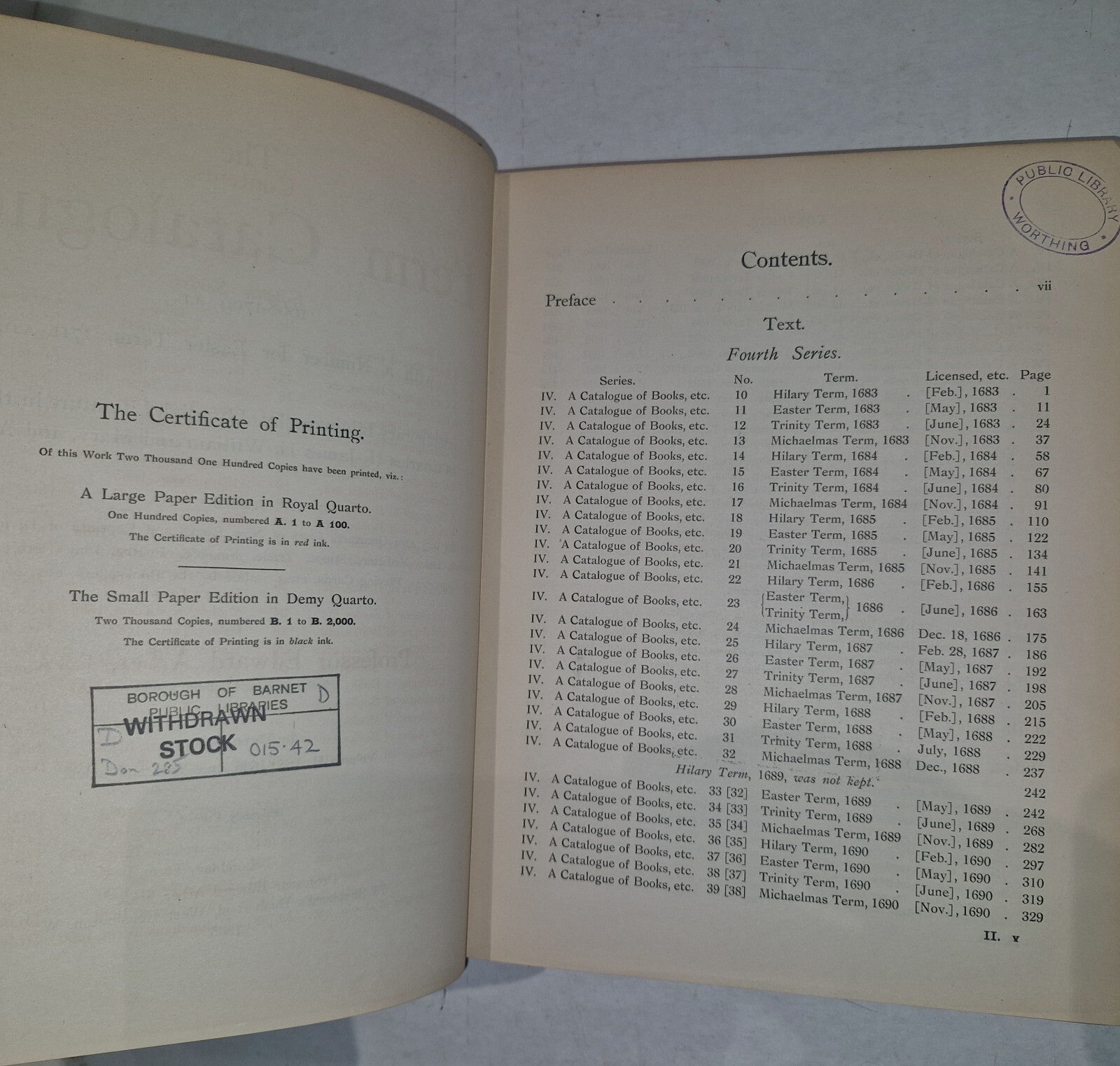 The Term Catalogues II (1683 - 1696 AD) Prof. Edward Arber. Bibliography Eng Lit5