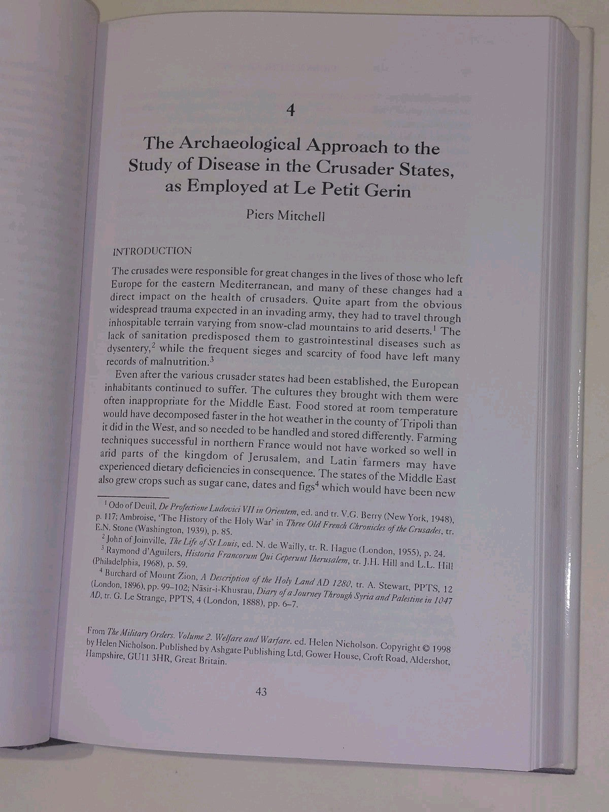 The Military Orders Volume 2 : Welfare and Warfare - Helen Nicholson (1998) Hb6