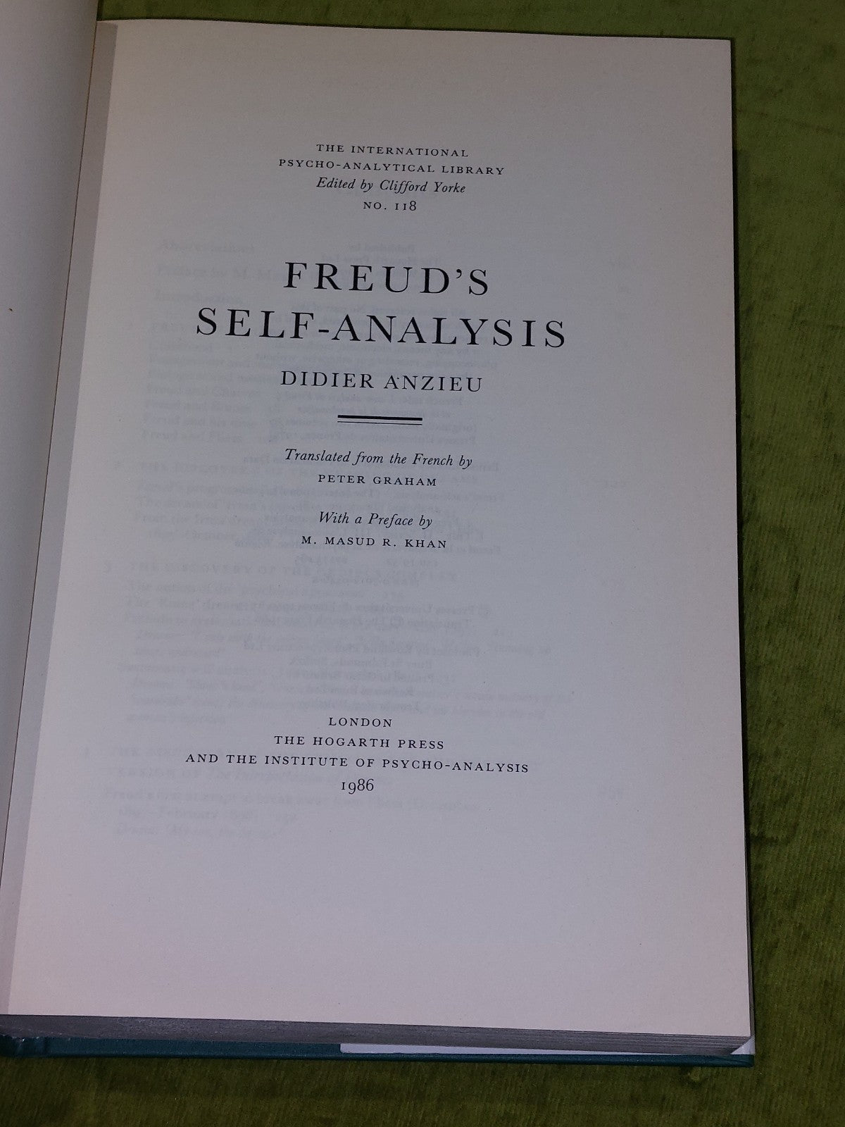 Freud's Selfanalysis By Didier Anzieu (1986) [Hogarth] Hb Book4