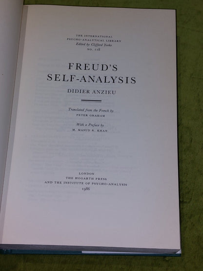 Freud's Selfanalysis By Didier Anzieu (1986) [Hogarth] Hb Book4