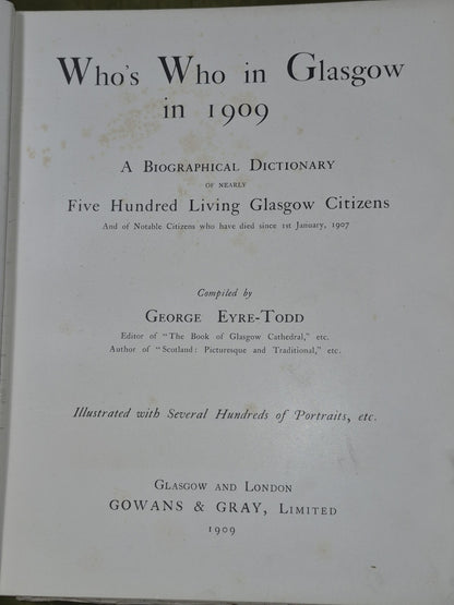 Who’s Who In Glasgow 1909 - Illustrated Ltd.  Edition No. 141 / 750 - Eyre-Todd5
