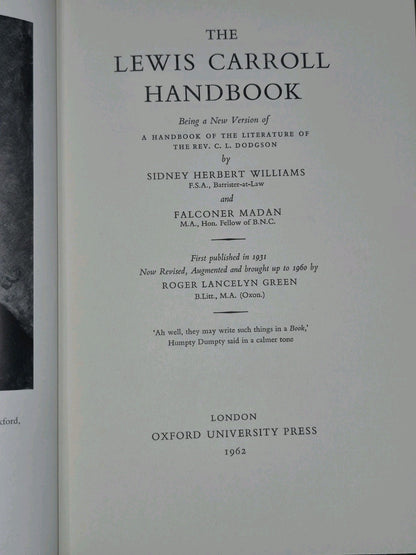 The Lewis Caroll Handbook Sidney Herbert Williams Falconer Madan 1962 5